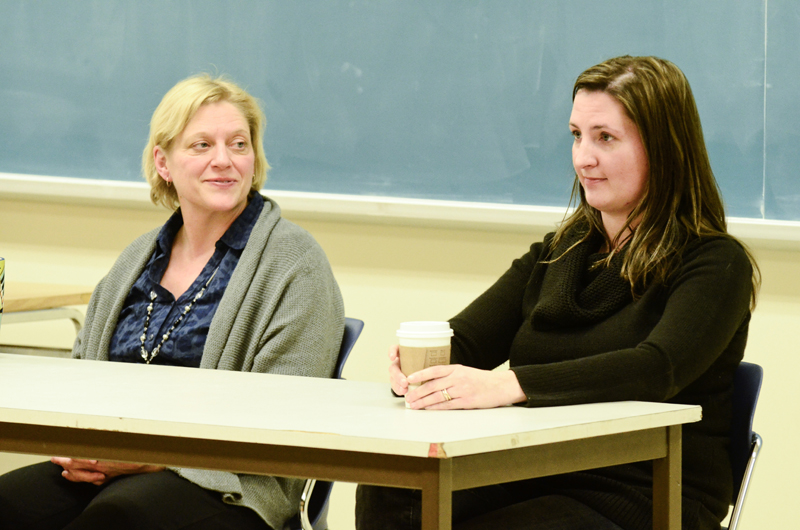 Law professor Lynne Hanson (left) says the suspension of the Fine Arts program is one example of gender discrimination on campus.