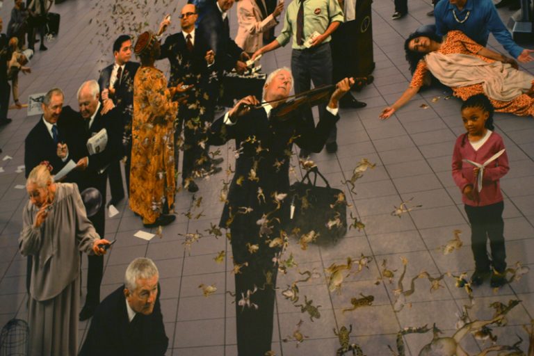 Carole Condé and Karl Beveridge’s exhibit The Plague draws comparisons between modern day consumerism and the Biblical plagues.