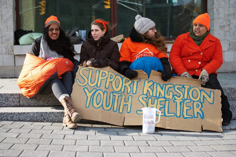 The students involved in this campaign only eat food that’s been donated during their time living outside.