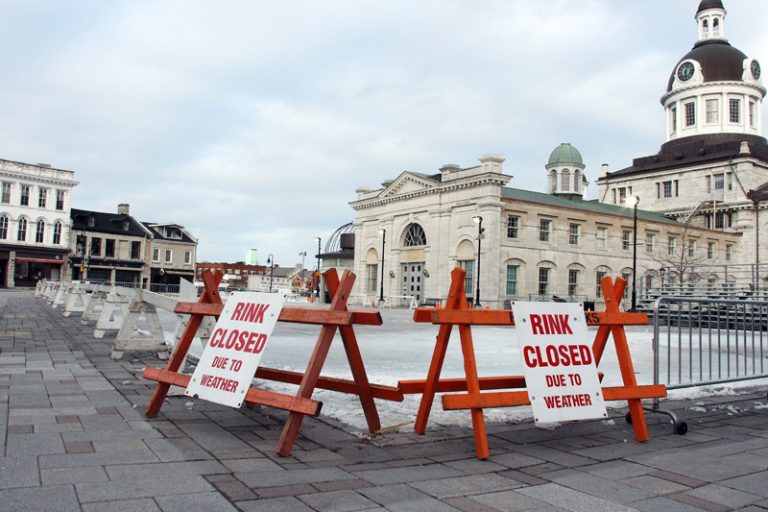 The skating rink at Springer Market Square in downtown Kingston was closed earlier this week due to warm and wet weather conditions.