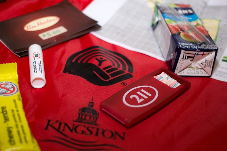 People surveyed were given a bag of goods by volunteers.