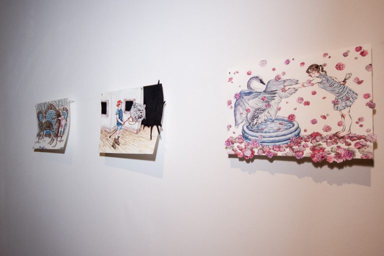 Tammy Salvl uses gouache and charcoal in her chillingly detailed pieces.