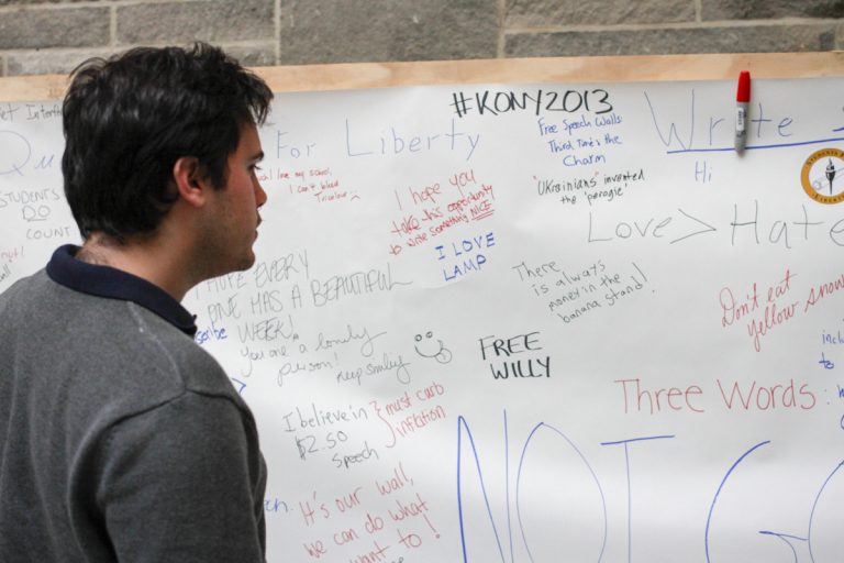 The Free Speech Wall was housed in the JDUC on Monday and Tuesday.
