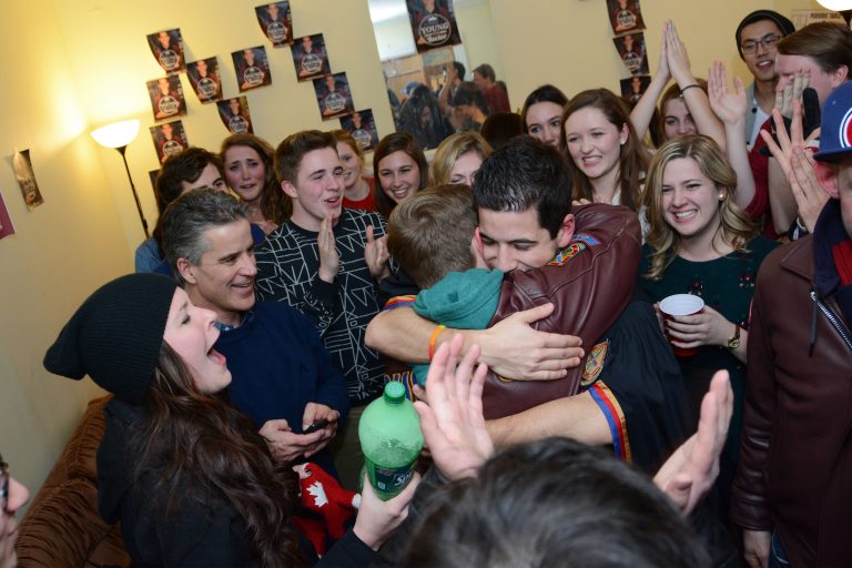 Mike Young at his election party Wednesday night. Young will be the new Rector of Queen's University.