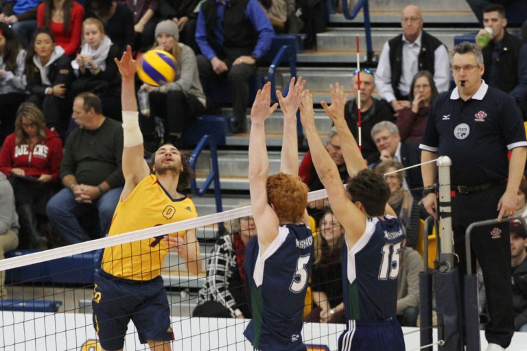 Philippe Goyer led the Gaels in kills during both games and is sixth in the OUA with 3.37 kills per set.