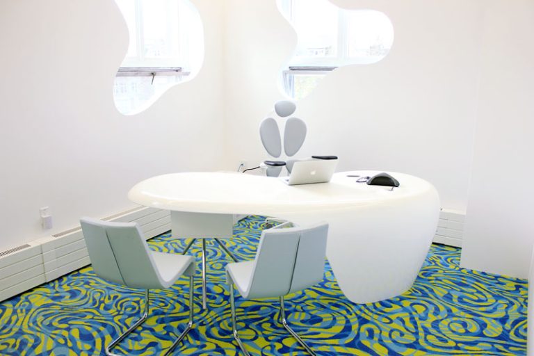 The new Human Media ‘boutique’ laboratory was designed by Karim Rashid for Roel Vertegaal and his research students.