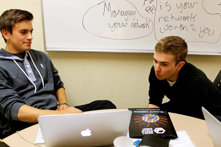 Delegates flesh out their startup idea at last weekend’s summit.
