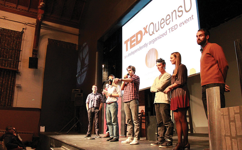 Student organizers address the crowd at last year's TEDx QueensU conference.