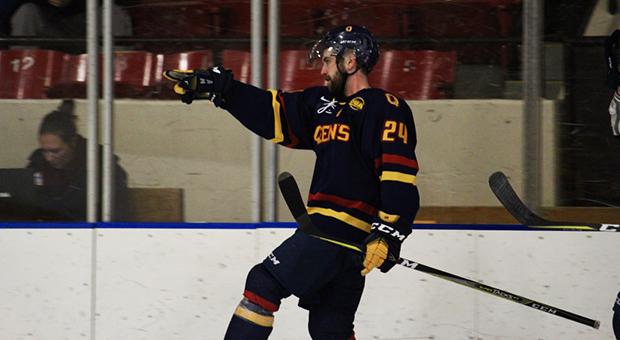 Captain Spencer Abraham salutes after scoring the game-tying goal.