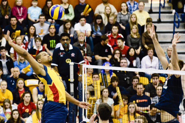 Former Gaels men’s volleyball player Michael Amoroso (left) is currently playing for Orkelljunga Volley in Sweden.
