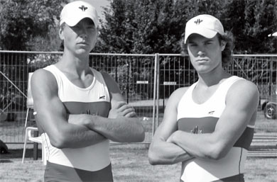 Heavyweight men Andrew Rastapkevicius and Mike Wilkinson competing at the under-23 World Championships in Belgium.