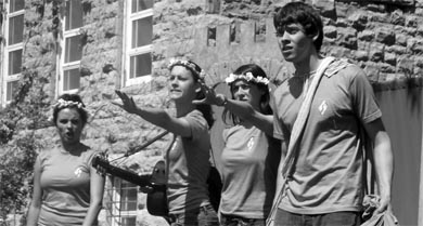 The Barefoot Players (from left to right) Emma Hunter
