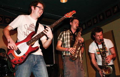 Bass player Bryce Daigle played for a number of regular bands at Clark Hall Pub: Living Planet