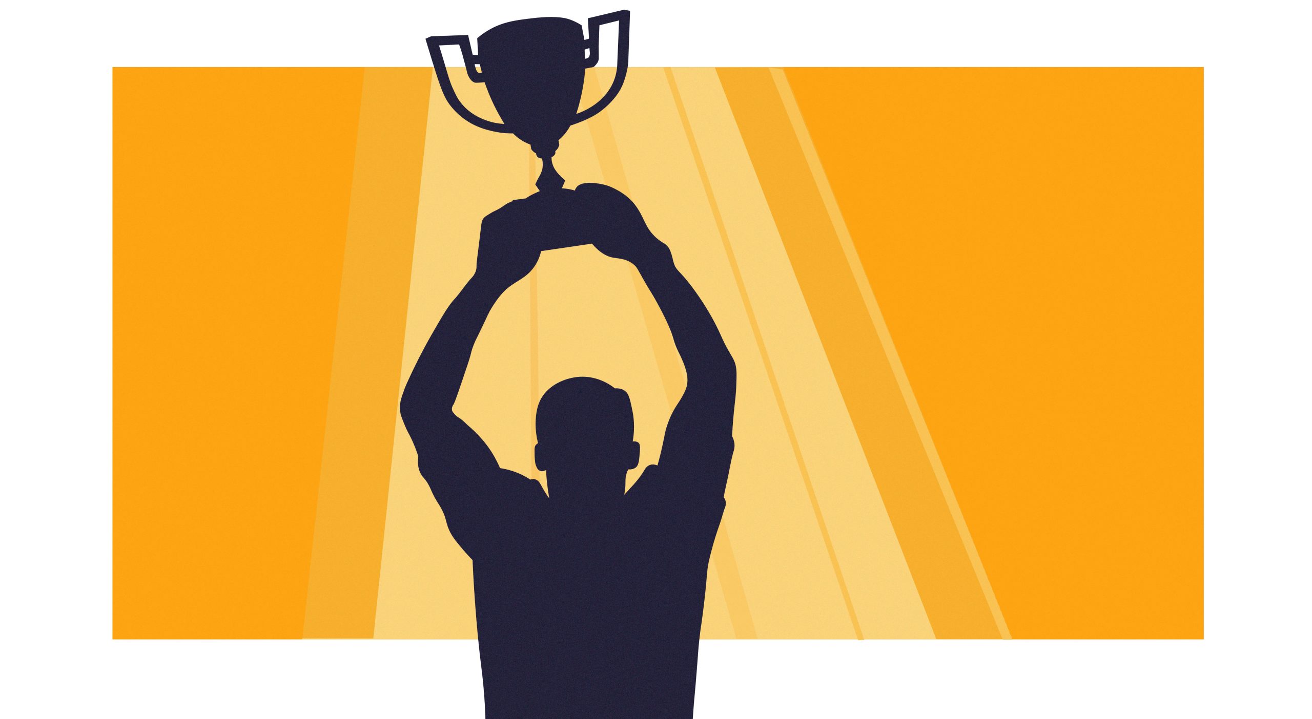 Silhouette raises trophy