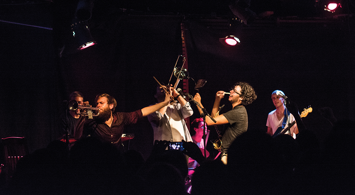 The band Busty and the Bass onstage at The Ale House.