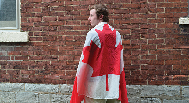 Sutherland showing his national pride