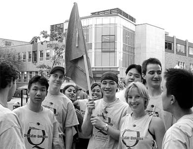 The ArtSci team proudly display their flag prior to this year’s Capture the Faculty.