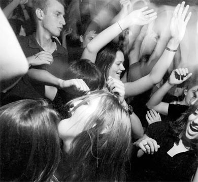 Members of the class of 2010 dance at a party hosted by MCRC Tuesday night.