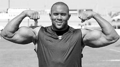 Miami Dolphins receiver David Boston relies on intensive training and supplements for his muscle mass