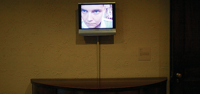 Dierdre Logue’s piece Per Se features the artist filming herself with a webcam and communicating in a way that frustrates and challenges viewers.