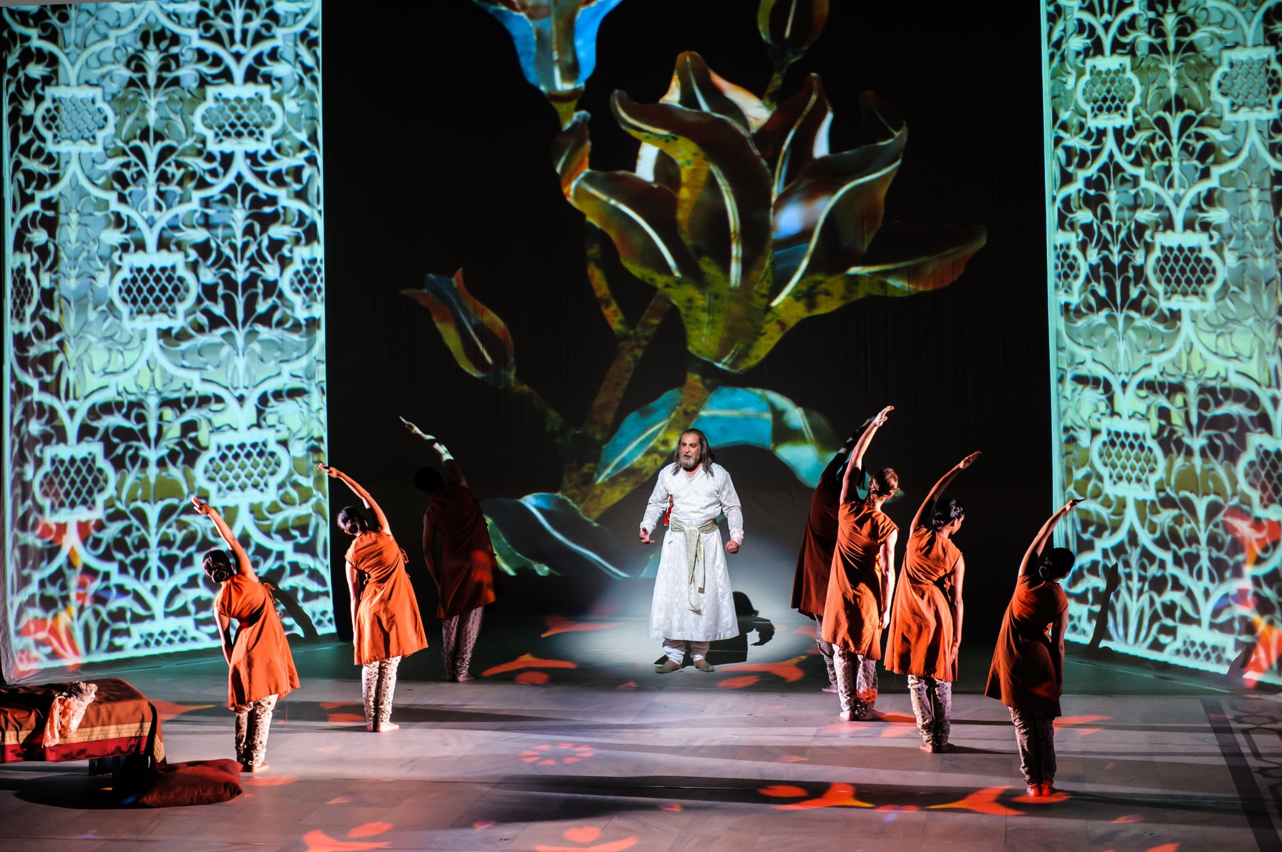 Kabir Bedi performs with Taj dancers.; Lata Pada is the artistic director and founder of Sampradaya Dance Creations.