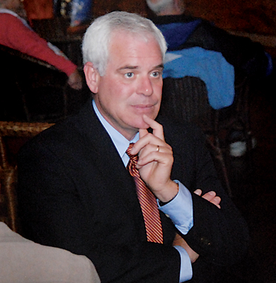 Rick Downes concedes defeat at the Grizzly Grill last night.