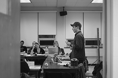 Engineering Society President Jordan Black speaks at the Feb. 7 focus council meeting on Clark Hall Pub.