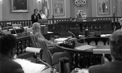 AMS President Ethan Rabidoux and Municipal Affairs Commissioner Naomi Lutes spoke to city council on Tuesday night.