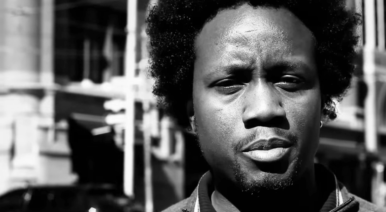 A still from a spoken word video by Greg Frankson