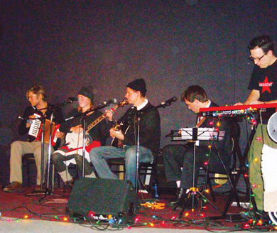 The Gertrudes playing their first show for Modern Fuel’s silent auction.