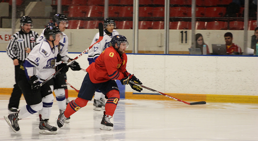 Darcy Greenaway (centre) scored the Gaels overtime winner on Saturday night.