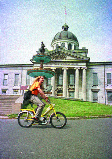 Laying down the law by the old courthouse.