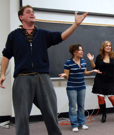Queen’s Players rehearse on Tuesday in preparation for their eight-show run.