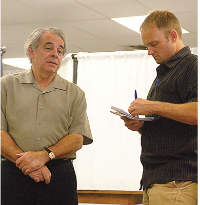 John Rapin awaits election results at his campaign office.