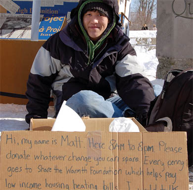 Members of Students Against Poverty spent 12 hours outside on Tuesday to raise awareness for homelessness.