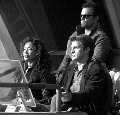 Cast members of Serenity take a leisurely drive through the galaxy.