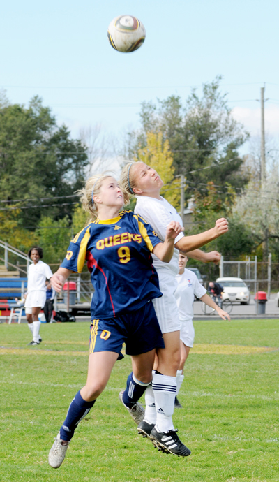 Midfielder Alexis McKinty battles for the ball against the University of Toronto on Sunday at Richardson Stadium.