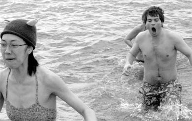Executive candidates for Team HPR take a dip in Lake Ontario as the AMS campaign wraps up.