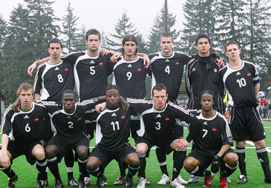 The Canadian U-20 team before the first game of the Hyundai Men’s U-20 Tour