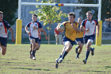 Gaels’ fullback Colin Alexander breaks through the Brock lines for the first try of Friday’s game