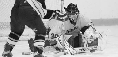 Gaels goaltender Katie Boyd makes one of 21 saves in her shutout against Waterloo on Sunday.