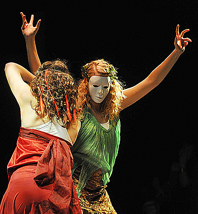 Atmosphere combines beautiful choreography and costume.
