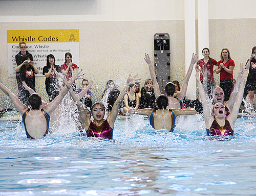 McMaster University’s synchronized swimming team was one of 12 university teams to compete in the Queen’s hosted competion on Sunday. Queen’s earned first place followed by the University of Western Ontario in second.