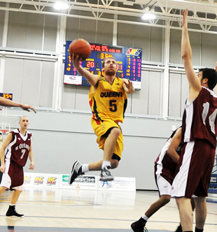 Gaels’ point guard Baris Ondul begins a layup in the Gaels 72-59 loss to the University of Ottawa Gee-Gees last Friday.