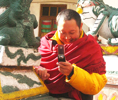 The proliferation of technology into modern culture is evident in many Buddhist monasteries