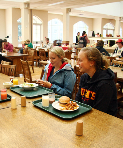 High-school participants in the University Experience Program take workshops and experience cafeteria food.