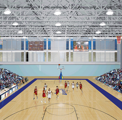 A depiction of what the Queen’s centre will look like during the 2012 CIS men’s volleyball championship.
