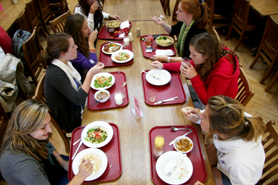 Students eat together in Ban Righ cafeteria. Eating at university is a largely social experience