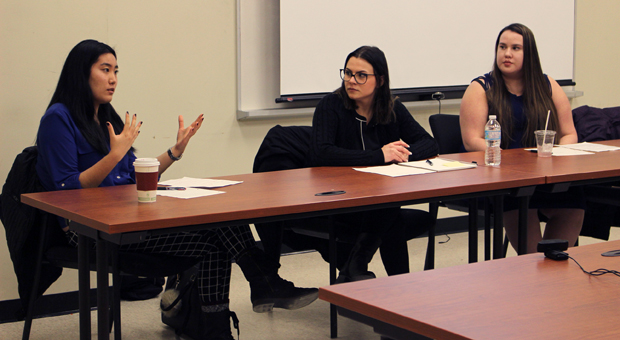 ResSoc candidate Team FAM at Thursday's open forum.