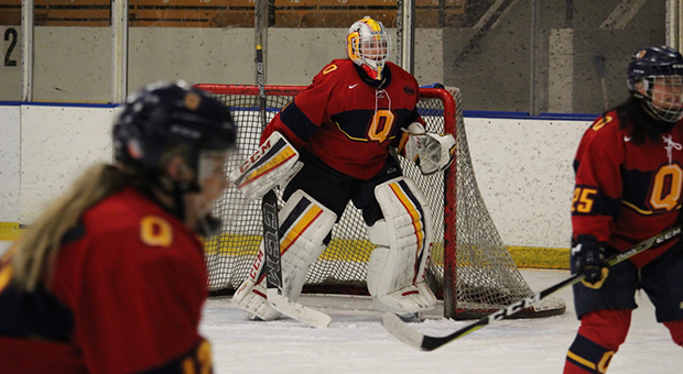 Goaltender Stephanie Pascal faced 59 shots in Queen's 2-1 overtime loss in game two.